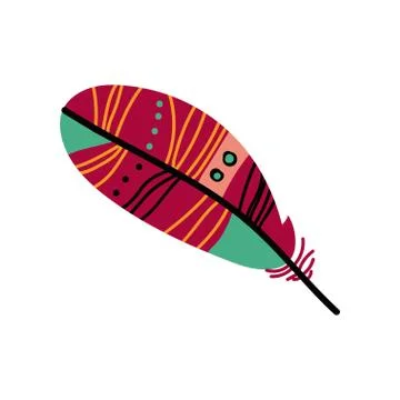 Bright Bird Feather with Colorful Patterns, Decoration Element Vector Stock Illustration