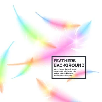 Bright bird feathers on a white background. Stock Illustration