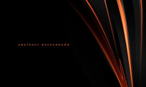 Bright black and orange vector abstract background with ribbons and lines Stock Illustration