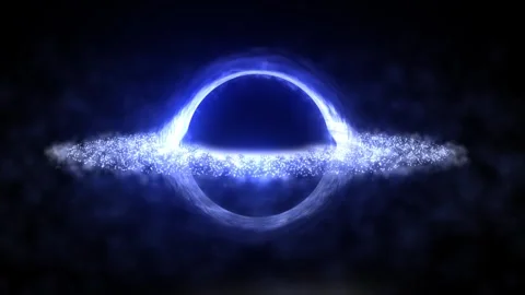 Bright black hole in open space with spinning energy particles, cosmic sphe.. Stock Footage 249254840