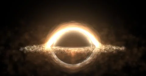 Bright black hole in open space with spinning energy particles, cosmic sphe.. Stock Illustration