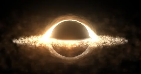 Bright black hole in open space with spinning energy particles, cosmic sphe.. Stockillustratie