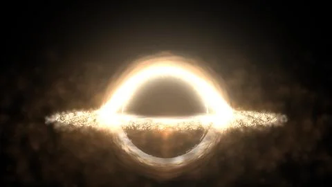 Bright black hole in open space with spinning energy particles, cosmic sphere 스톡 일러스트