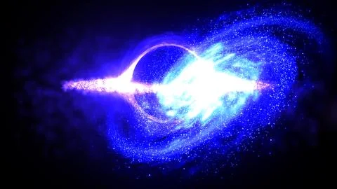 Bright black hole in open space with spinning energy particles, cosmic sphe.. Stock Illustration