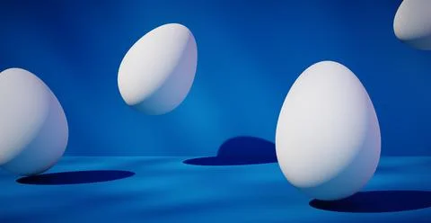 Bright blank background with egg. 3d rendering 스톡 일러스트