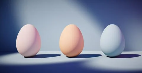 Bright blank background with egg. 3d rendering Иллюстрация