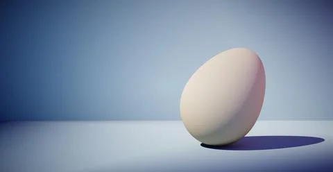 Bright blank background with egg. 3d rendering Illustrazione stock