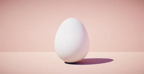 Bright blank background with egg. 3d rendering 스톡 일러스트