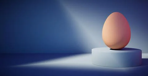 Bright blank background with egg. 3d rendering 스톡 일러스트