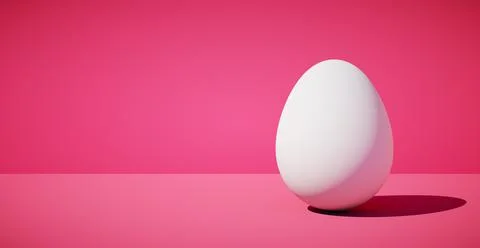 Bright blank background with egg. 3d rendering 스톡 일러스트