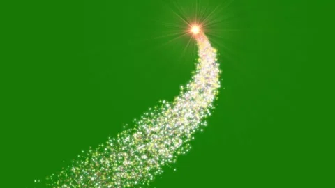 Bright Blinking Christmas Shooting Star with Golden Spark Tail, Green Screen 動画素材 337547724
