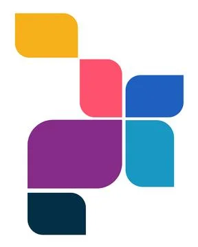 Bright blocks form abstract, playful design. Colors pop with energy, bold s.. Stock Illustration