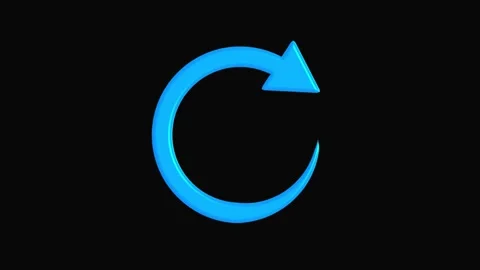 Bright Blue 3D Circular Arrow Icon on Black Background loop refresh, Circle.. Stock Footage 331930887