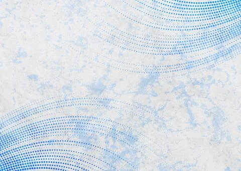 Bright blue abstract curved dotted lines on grunge wall background Stock Illustration