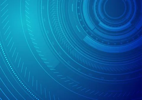 Bright blue abstract futuristic technology background with HUD gears Stock Illustration