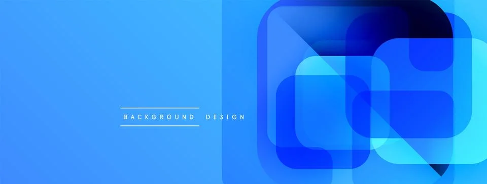 Bright blue abstract geometric pattern. Overlapping squares create modern visual Stock Illustration