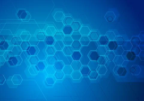 Bright blue abstract tech hexagonal background イラスト素材