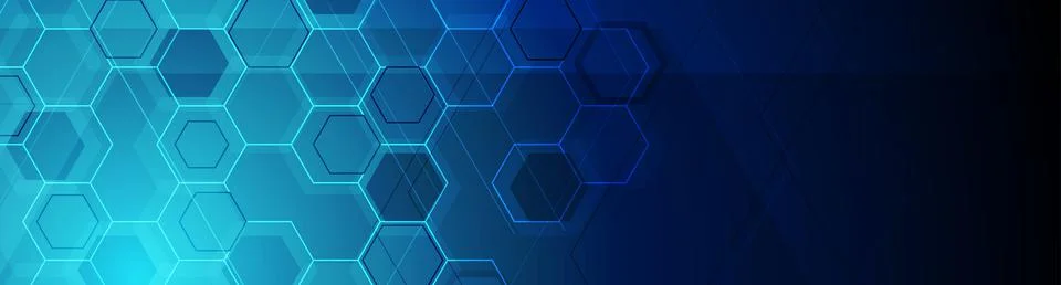 Bright blue abstract tech hexagonal background Stock Illustration