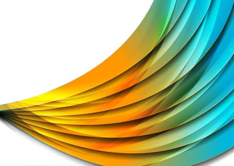 Bright blue and orange abstract glossy waves corporate background Stock Illustration