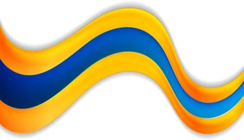 Bright blue and orange abstract glossy waves corporate background Illustrazione stock