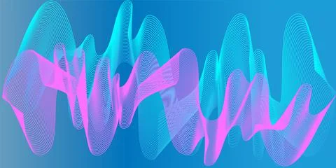 Bright blue and pink border abstract background wave pattern layout template. Stock Illustration