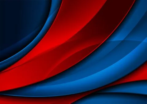 Bright blue and red abstract glossy waves corporate background Stock Illustration