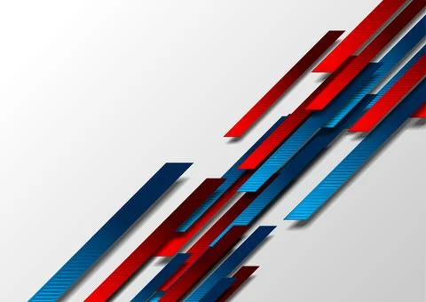 Bright blue and red layered stripes tech geometric abstract background イラスト素材