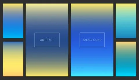 Bright blue and yellow gradient backgrounds set Stock Illustration