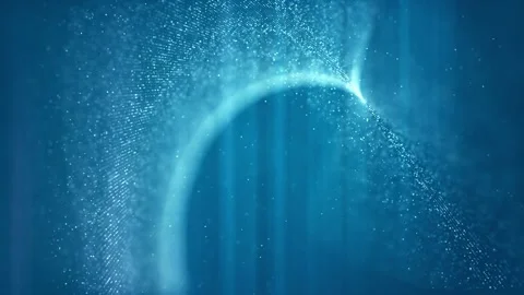 Bright Blue Arc Particles Float In The Space Vidéo 142627960