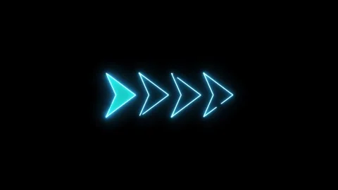 Bright blue arrows glow against a black background 動画素材 342944964