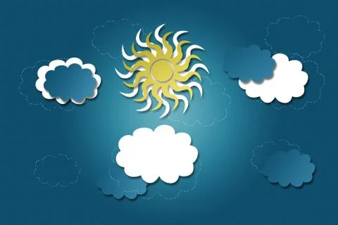 Bright blue background with clouds 스톡 일러스트