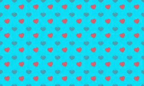 Bright blue background with red and blue heart shapes pattern Stock Illustration