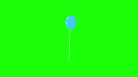 Bright Blue Balloon Floating Against a Vibrant Green Background with Soft L.. Stock Footage 339713337