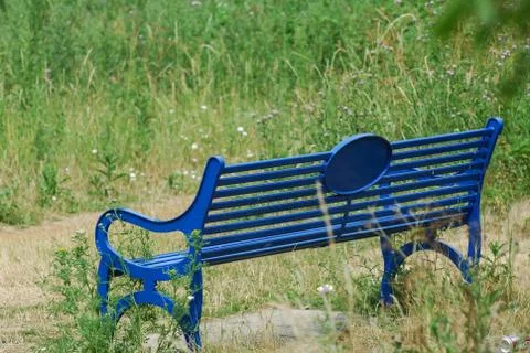 Bright Blue Bench Stock Photos
