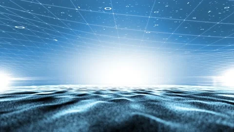 Bright blue binary network with waves animation Vídeo Stock 228736253