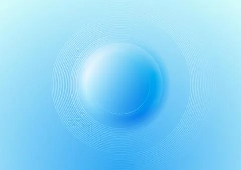 Bright blue blurred 3d circle and radial lines abstract minimal geometric bac Stock Illustration