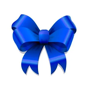 Bright blue bow-knot with shadow on white Stock Illustration