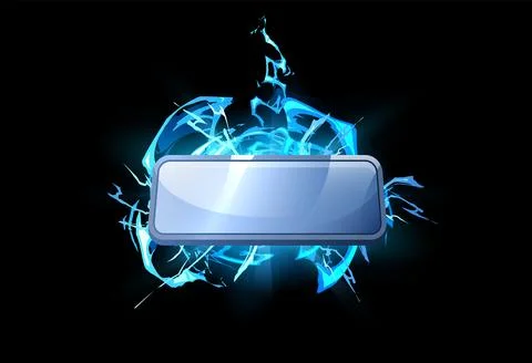 Bright blue button with abstract energy effect flat style Illustrazione stock