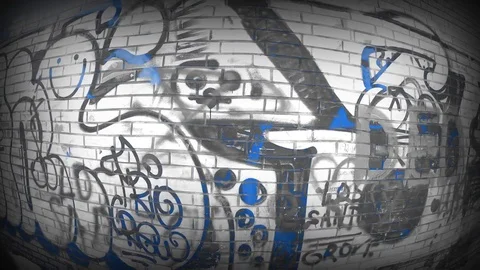 Bright Blue BW Graffiti Stock-Footage 72138093