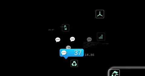 Bright blue chat bubble increasing count on code prompt, showing growing Stock Footage 314473328