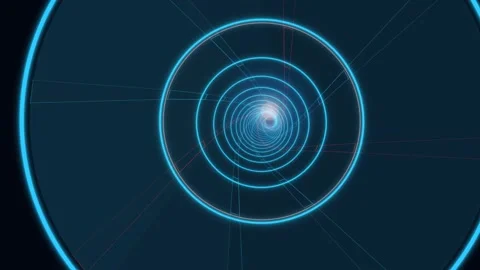 Bright blue circles move and expand in a dark background Stock Footage 337301396
