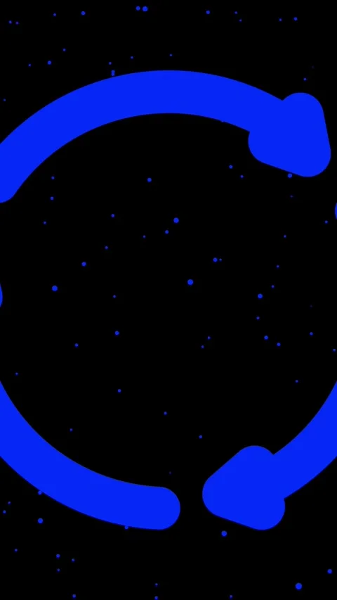 Bright Blue Circular Arrows Symbol on a Dark Starry vertical mobile video B.. Stock Footage 344730742