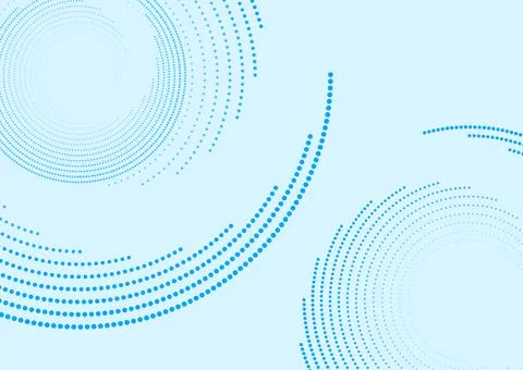 Bright blue circular spiral dotted lines abstract futuristic tech background Stock Illustration