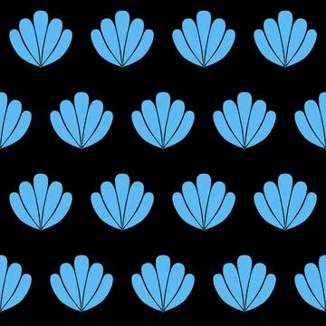 Bright blue clam shell on dark background seamless pattern nautical theme ill Illustrazione stock