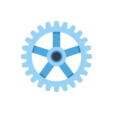 Bright blue cogwheel machine part vector icon Stock Illustration