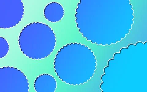 Bright blue cookie cutter cloud shapes cut out of a green blue gradient イラスト素材