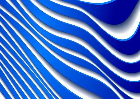 Bright blue curved refracted waves on white background 스톡 일러스트