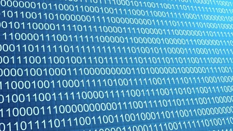 Bright Blue Digital Binary Code Data Flow Video stock 319981815