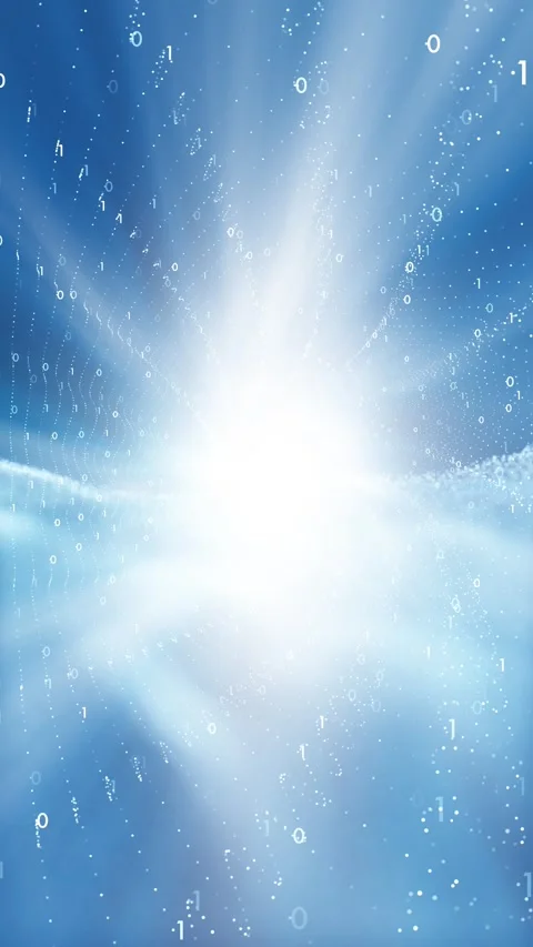 Bright blue digital computer network with binary numbers animation Stock Footage 345523879