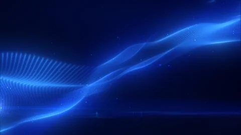 Bright blue digital energy wave with smooth flowing lines, evoking futurist.. Stock Illustration